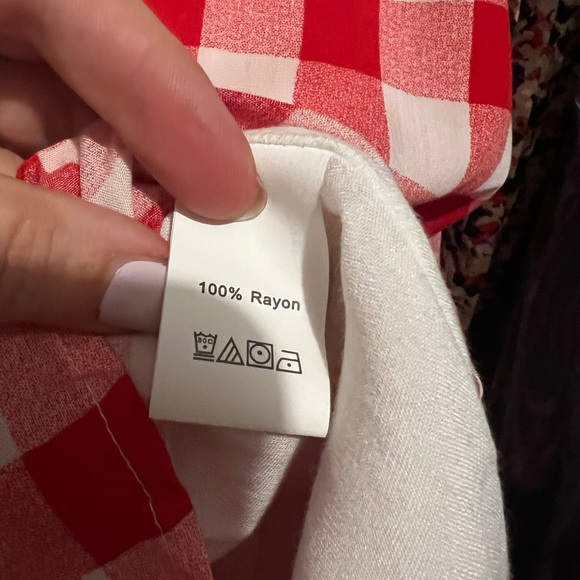 Pretty Garden Sleeveless Summer Dress NWT red white Buffalo plaid checked ruffle - Picture 6 of 9